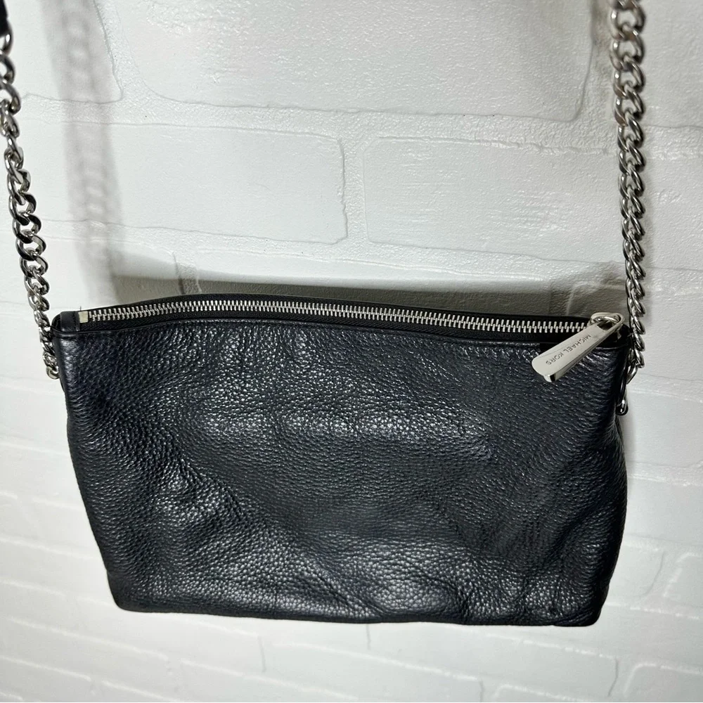 Michael Kors Chain Jet Set Messenger Bag Black Leather - Picture 3 of 15